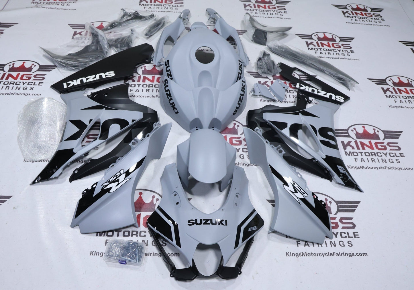 Suzuki GSX-R1000 Fairings (2017-2025) Matte Gray, Black, White at KingsMotorcycleFairings.com