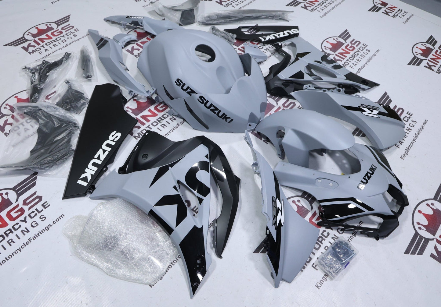 Suzuki GSX-R1000 Fairings (2017-2025) Matte Gray, Black, White from KingsMotorcycleFairings.com
