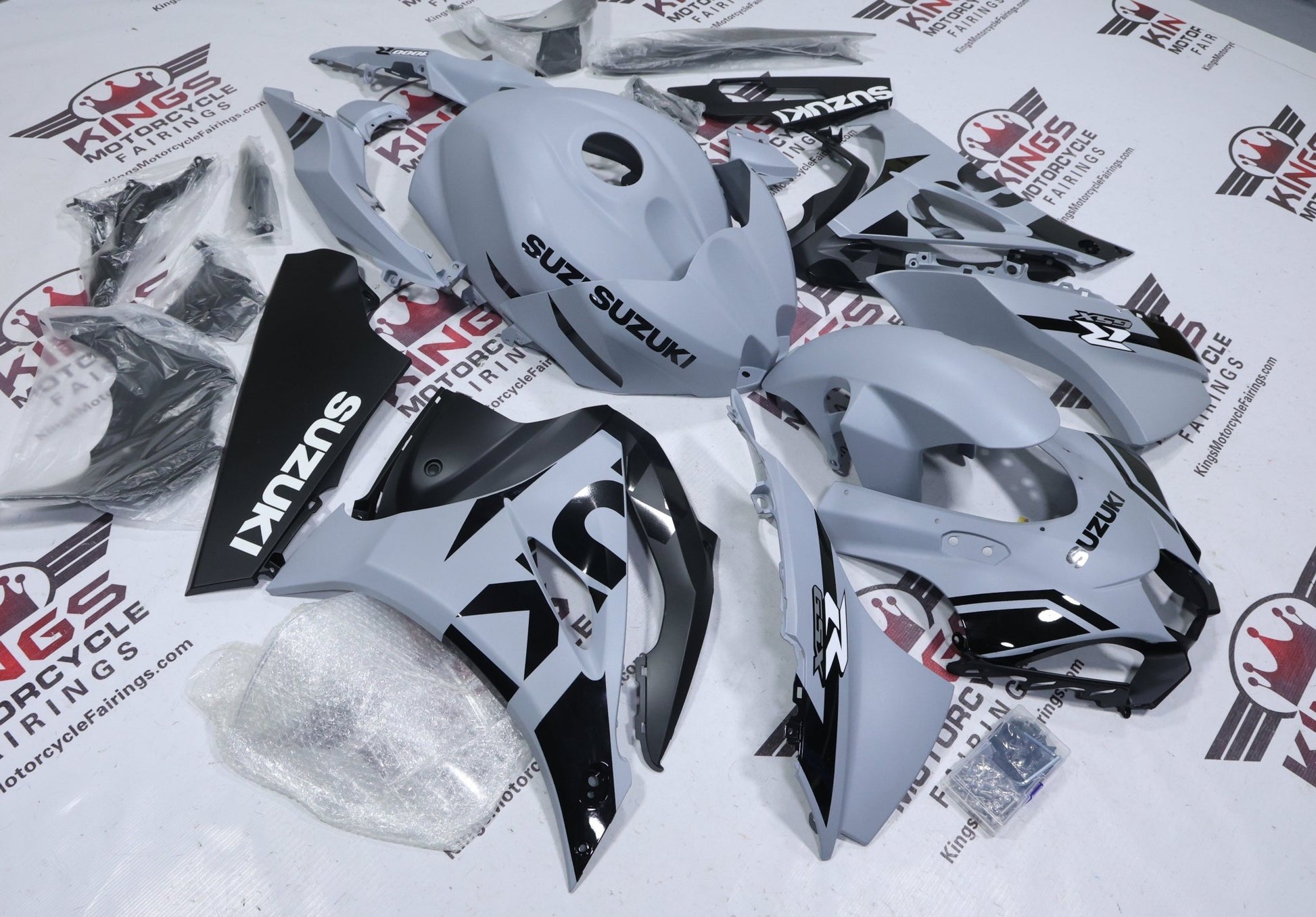 Suzuki GSX-R1000 Fairings (2017-2025) Matte Gray, Black, White from KingsMotorcycleFairings.com