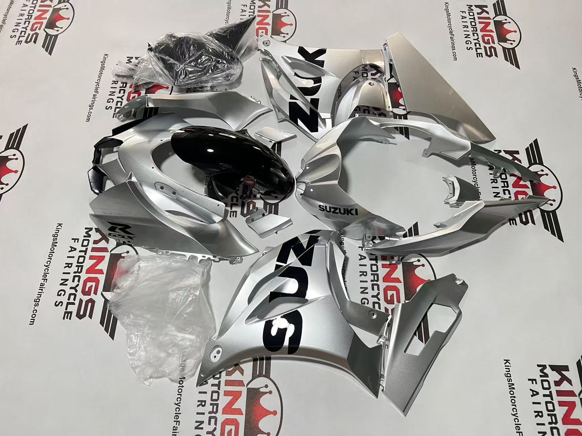 Suzuki GSX-R1000 Fairings (2017-2025) Silver Metallic, Black at KingsMotorcycleFairings.com