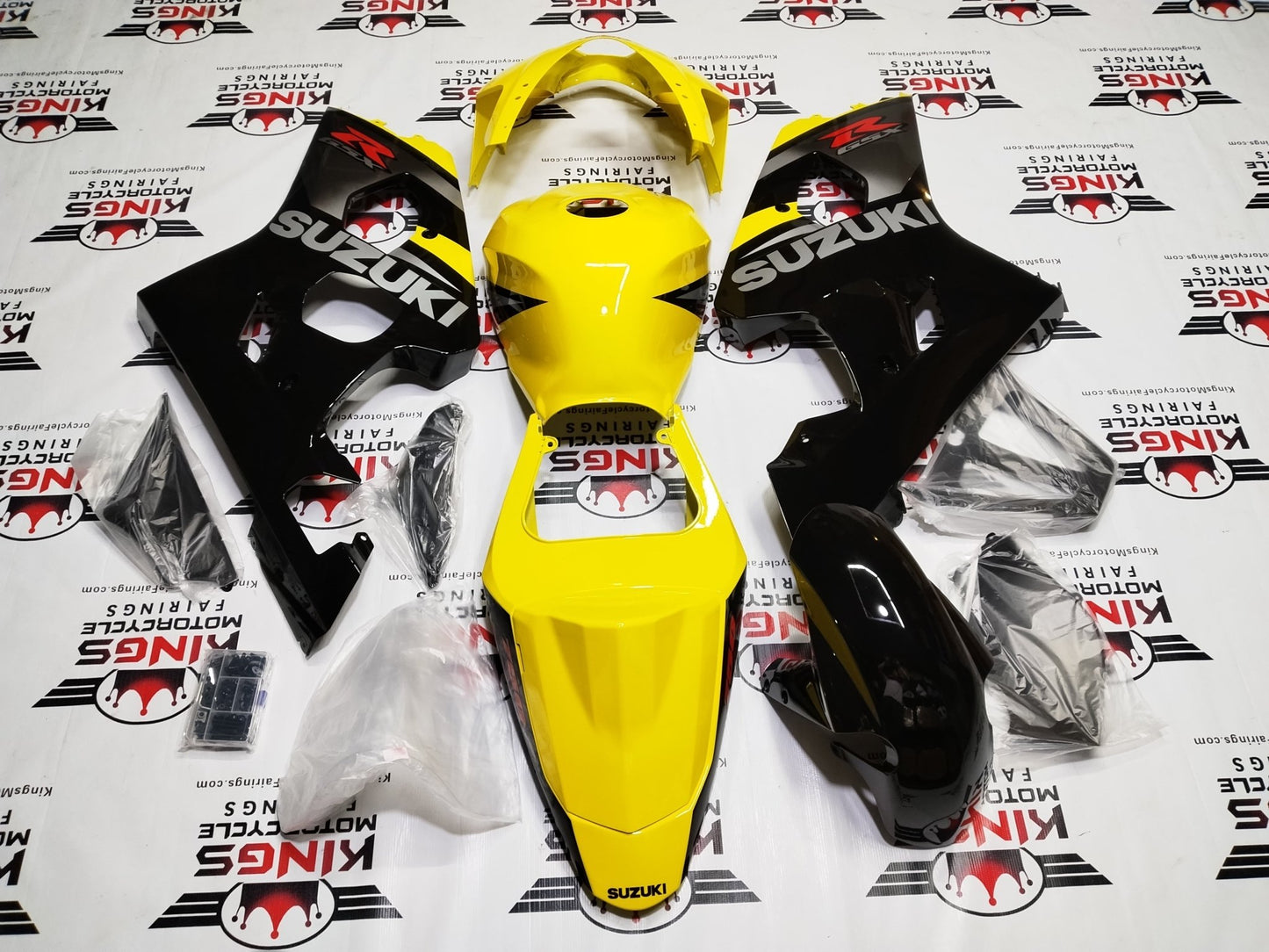 Suzuki GSX-R600 Fairings (2004-2005) Yellow, Silver, Black, White at KingsMotorcycleFairings.com