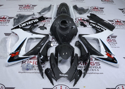 Suzuki GSX-R600 Fairings (2006-2007) Faux Carbon Fiber, White, Black from KingsMotorcycleFairings.com
