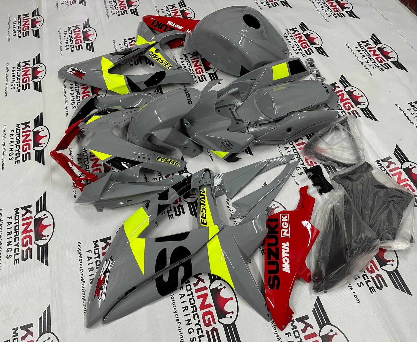 Suzuki GSX-R600 Fairings (2008-2010) Nardo Gray, Black, Red, Neon Yellow at KingsMotorcycleFairings.com