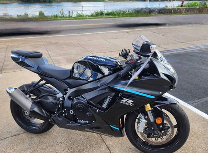 Suzuki GSX-R600 Fairings (2011-2024) Black, Matte Black, Blue Stripe at KingsMotorcycleFairings.com