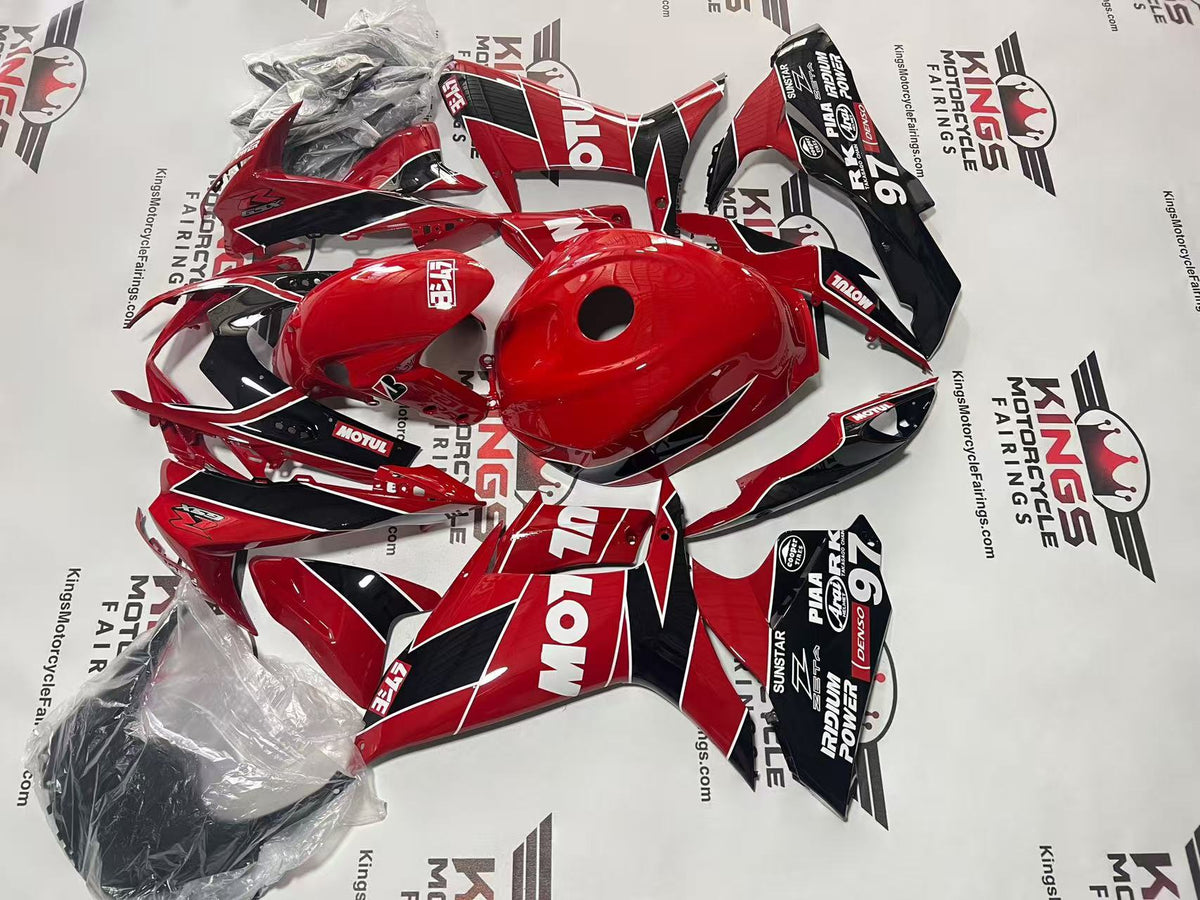 Suzuki GSX-R600 Fairings (2011-2024) Red, Black, White Motul 97 from KingsMotorcycleFairings.com