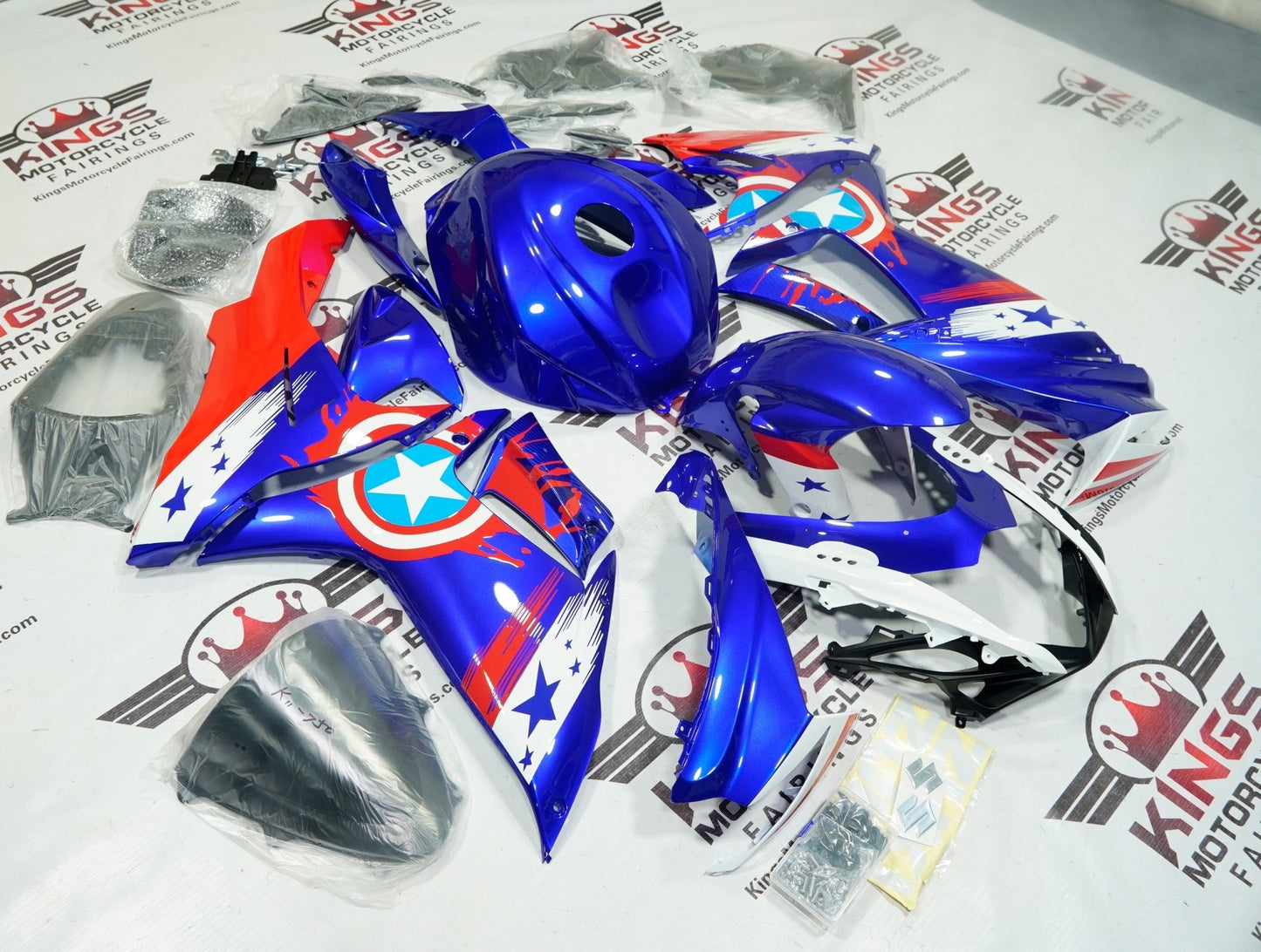 Suzuki GSX-R600 Fairings (2025-2026) Blue Captain America at KingsMotorcycleFairings.com