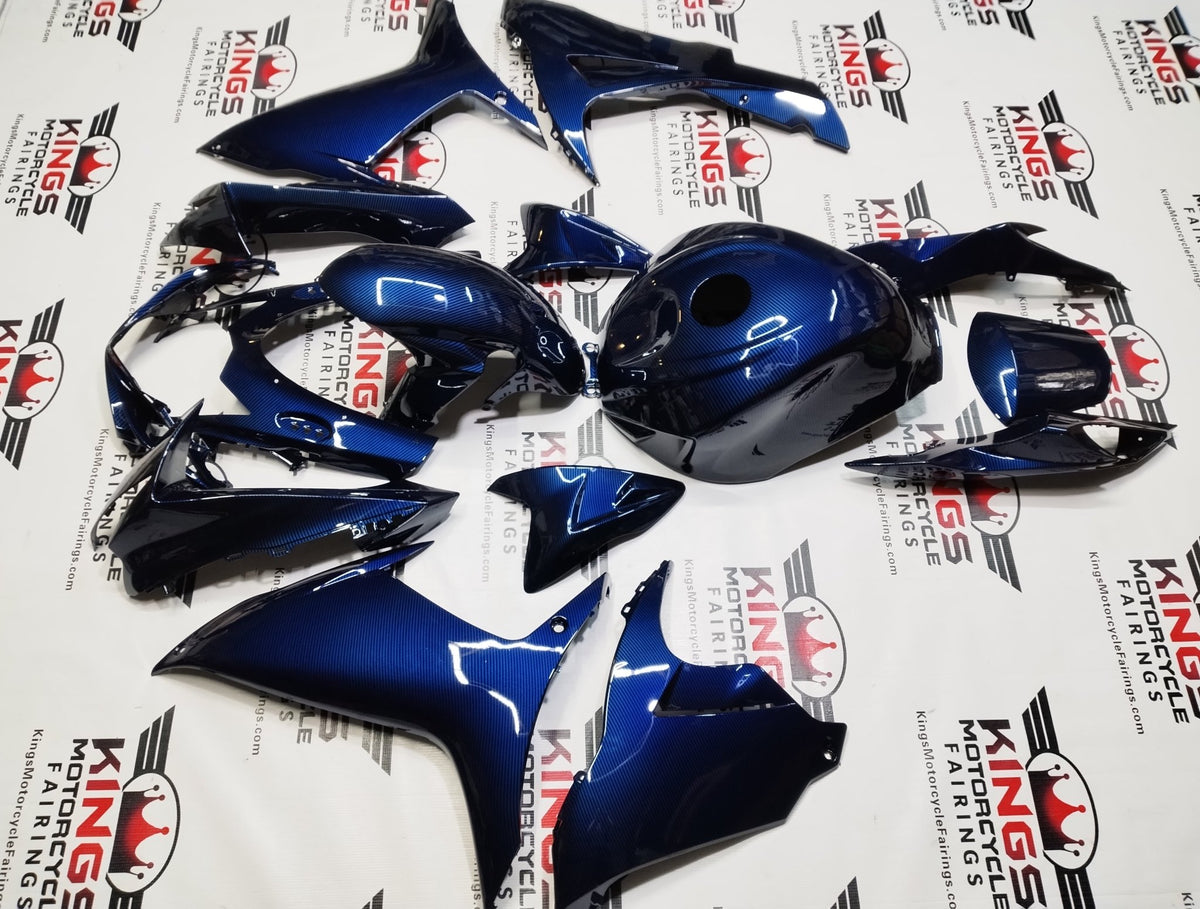 Suzuki GSX-R600 Fairings (2025-2026) Blue Faux Carbon Fiber from KingsMotorcycleFairings.com
