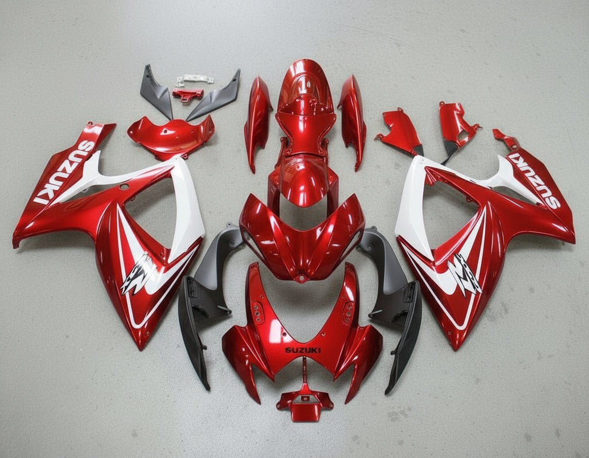 Suzuki GSX-R750 Fairing Kit (2006-2007) Red Candy, White at KingsMotorcycleFairings.com