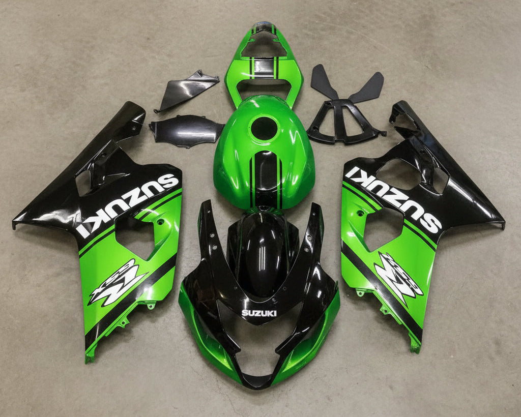 Suzuki GSX-R750 Fairings (2004-2005) Green, Black Stripe from KingsMotorcycleFairings.com