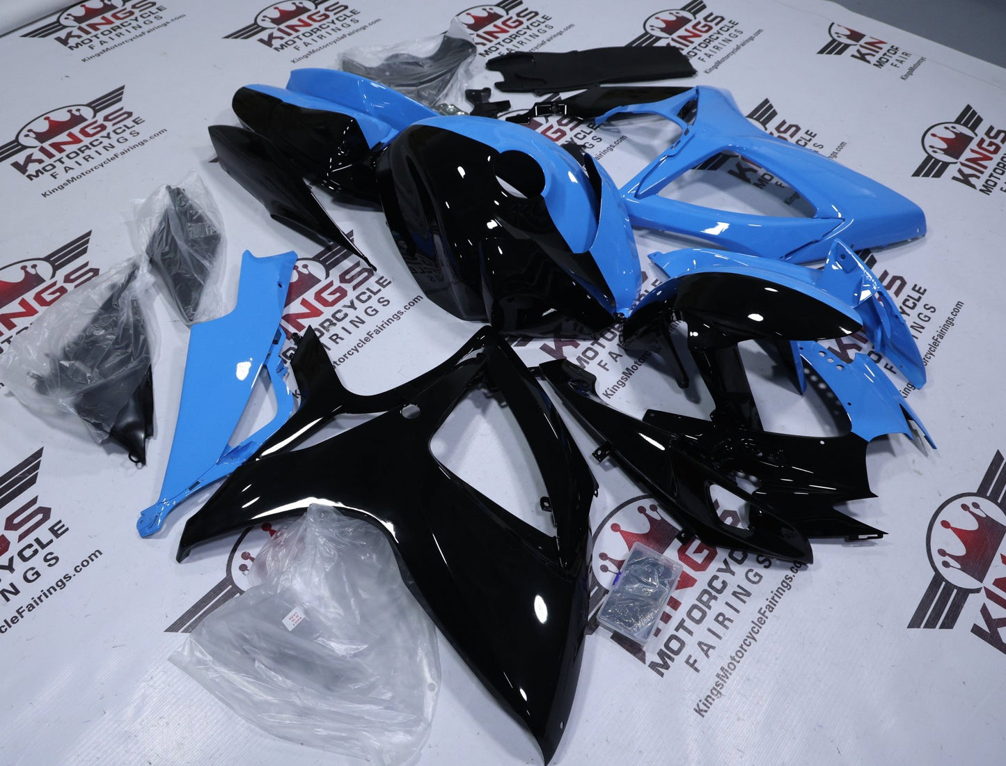 Suzuki GSX-R750 Fairings (2006-2007) Black Half, Blue Half from KingsMotorcycleFairings.com