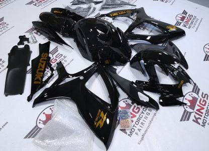 Suzuki GSX-R750 Fairings (2006-2007) Black, Chrome Gold at KingsMotorcycleFairings.com