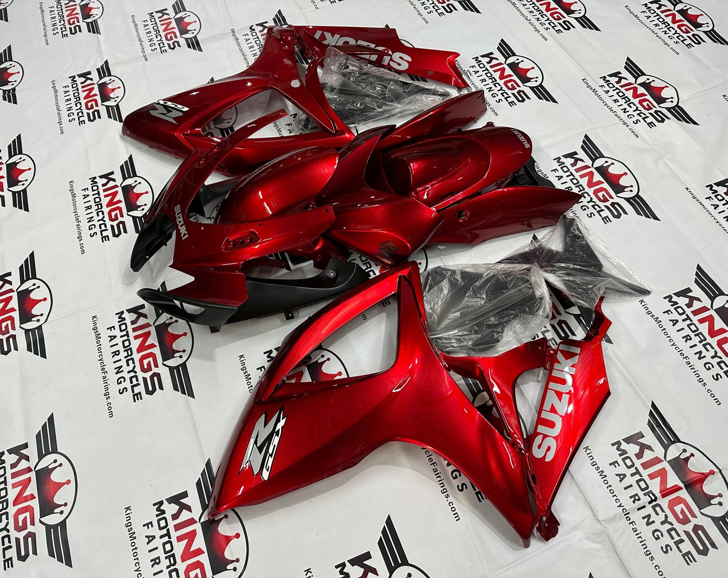 Suzuki GSX-R750 Fairings (2006-2007) Candy Red, Silver at KingsMotorcycleFairings.com
