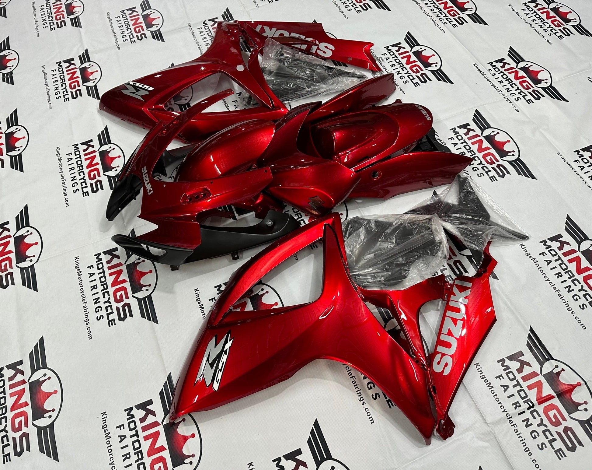 Suzuki GSX-R750 Fairings (2006-2007) Candy Red, Silver at KingsMotorcycleFairings.com
