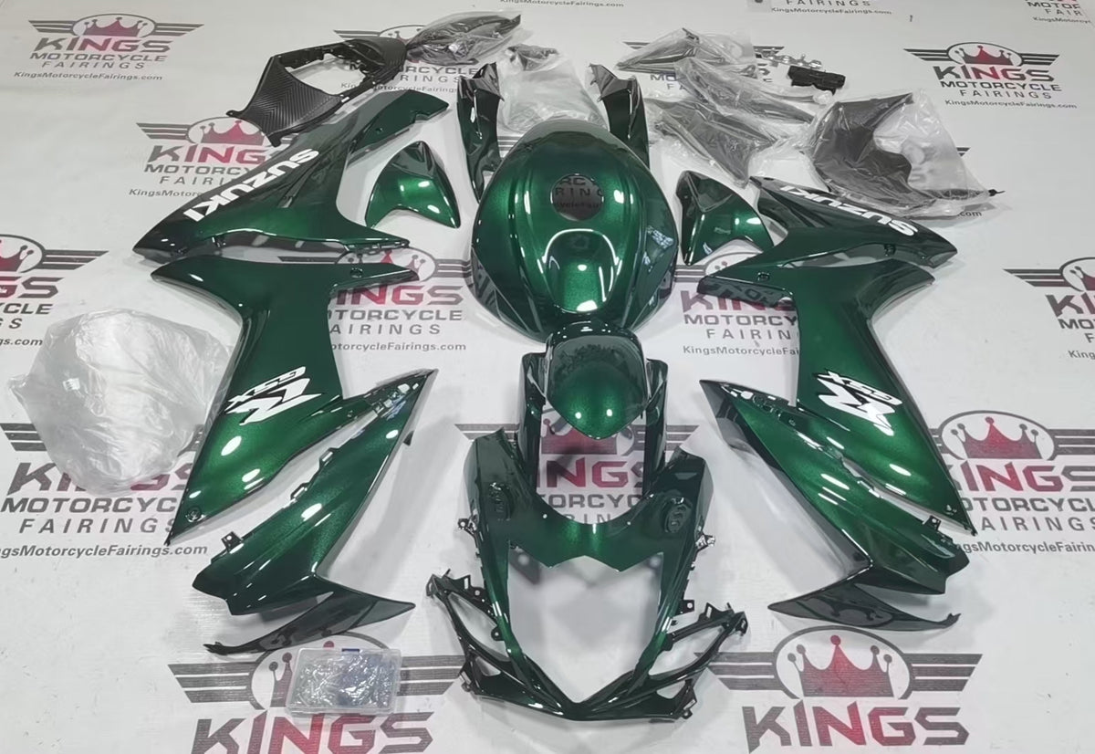 Suzuki GSX-R750 Fairings (2011-2024) Green Emerald, White at KingsMotorcycleFairings.com
