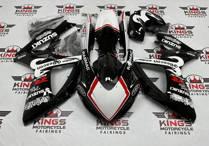 Suzuki GSX-R750 Race Track Fairings (2006-2007) Black, White, Red Beacon at KingsMotorcycleFairings.com