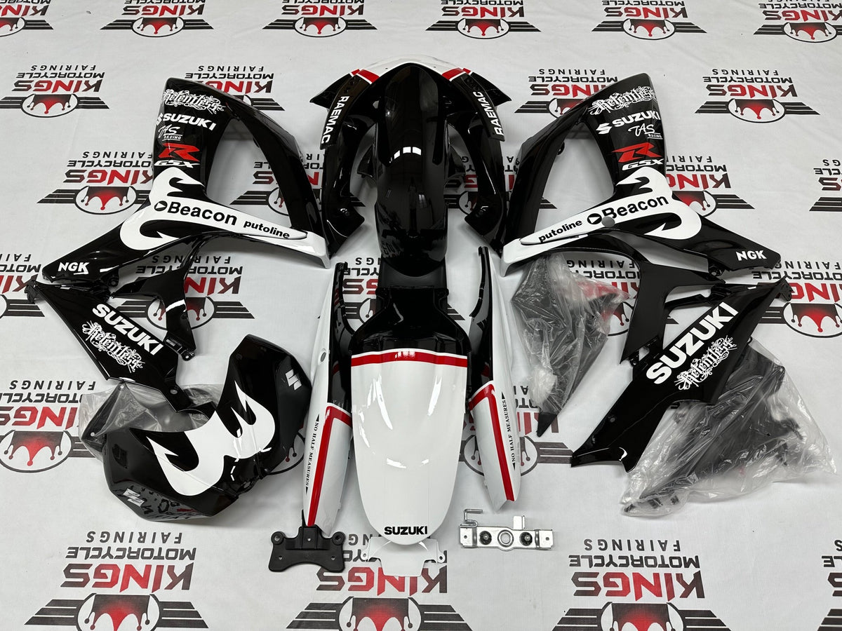 Suzuki GSX-R750 Race Track Fairings (2006-2007) Black, White, Red Beacon from KingsMotorcycleFairings.com