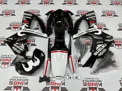 Suzuki GSX-R750 Race Track Fairings (2006-2007) Black, White, Red Beacon from KingsMotorcycleFairings.com