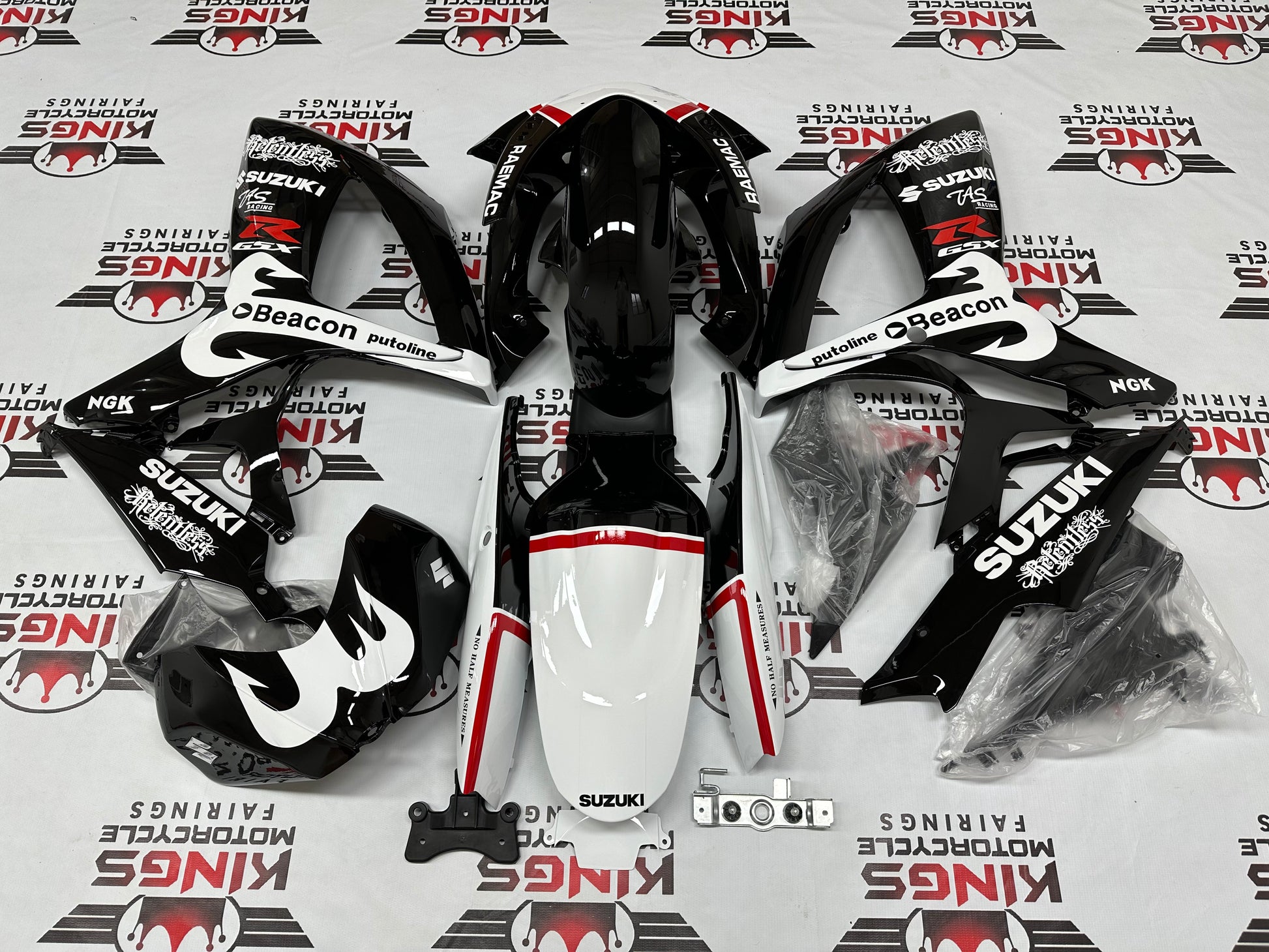 Suzuki GSX-R750 Race Track Fairings (2006-2007) Black, White, Red from KingsMotorcycleFairings.com