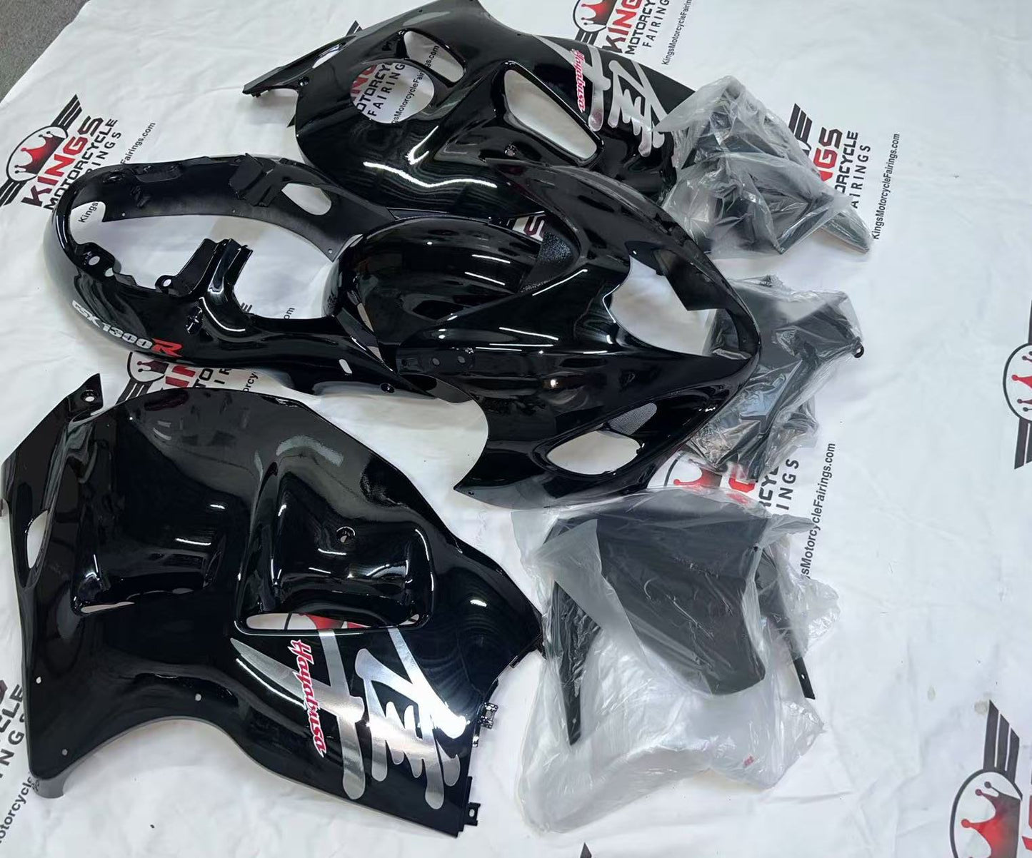 Suzuki GSX1300R Hayabusa Fairings (1999-2007) Black, Chrome, Red at KingsMotorcycleFairings.com