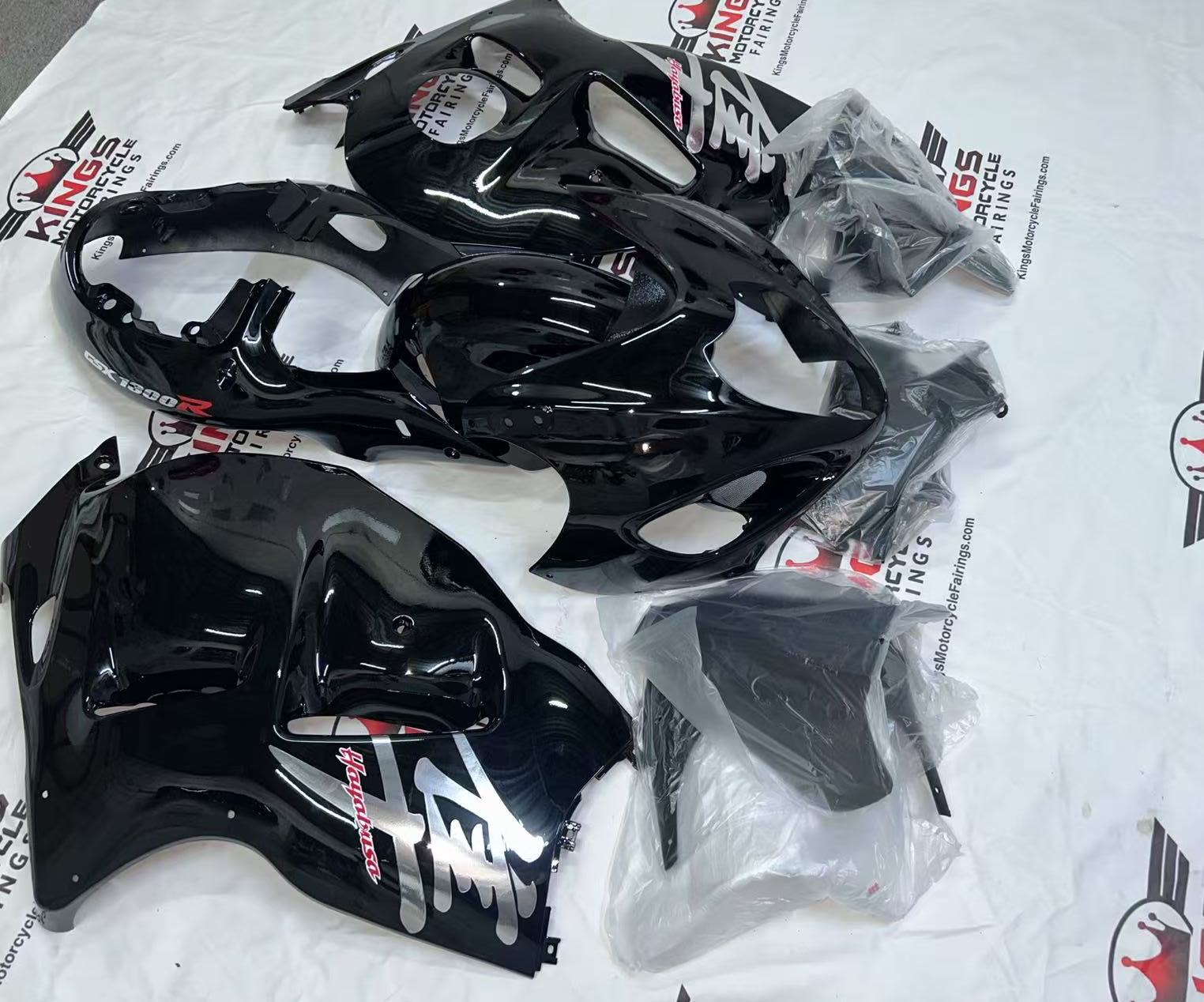 Suzuki GSX1300R Hayabusa Fairings (1999-2007) Black, Chrome, Red at KingsMotorcycleFairings.com