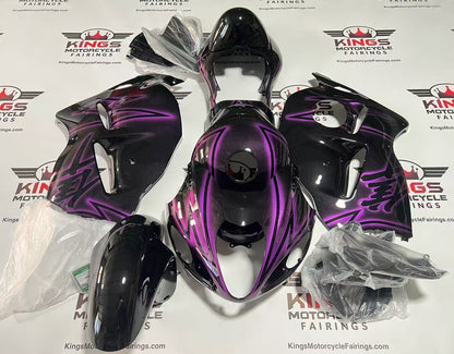 Suzuki GSX1300R Hayabusa Fairings (1999-2007) Black, Pink Glow at KingsMotorcycleFairings.com