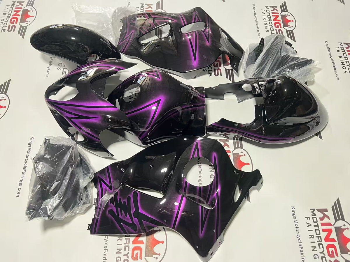 Suzuki GSX1300R Hayabusa Fairings (1999-2007) Black, Pink Glow from KingsMotorcycleFairings.com