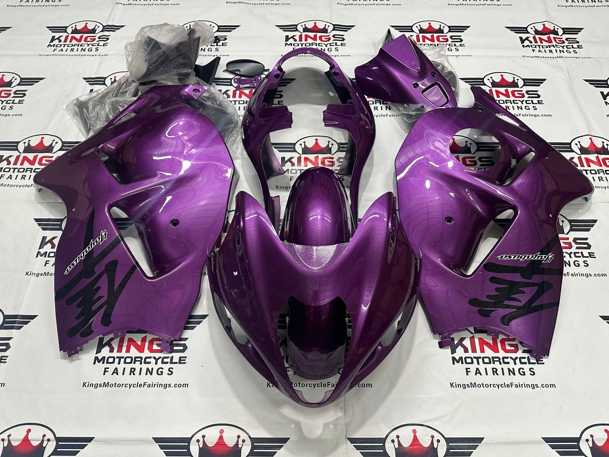 Suzuki GSX1300R Hayabusa Fairings (1999-2007) Purple, Black Kanji at KingsMotorcycleFairings.com