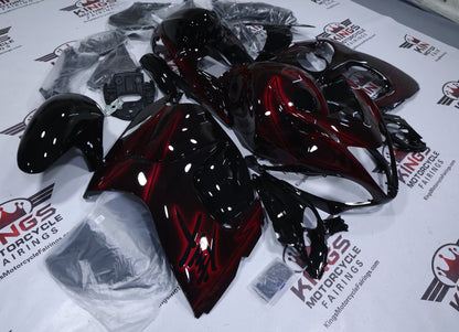 Suzuki GSX1300R Hayabusa Fairings (2008-2020) Black, Red Spray at KingsMotorcycleFairings.com