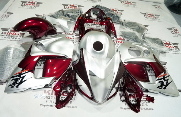 Suzuki GSX1300R Hayabusa Fairings (2008-2020) Dark Red, Silver at KingsMotorcycleFairings.com