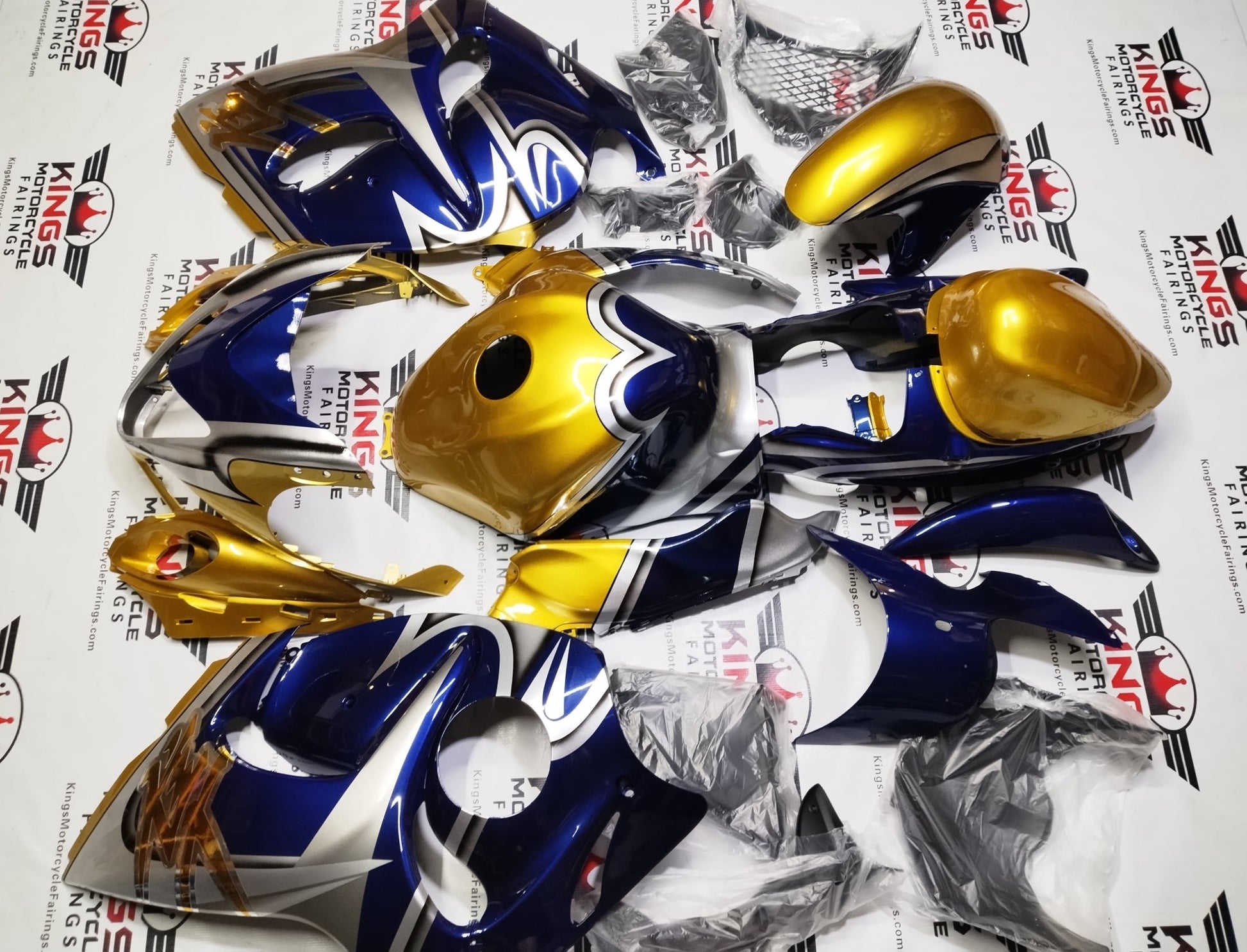 Suzuki GSX1300R Hayabusa Fairings (2008-2020) Gold, Silver, Navy Blue Special Edition from KingsMotorcycleFairings.com