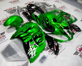 Suzuki GSX1300R Hayabusa Fairings (2008-2020) Green, White, Black Flames at KingsMotorcycleFairings.com