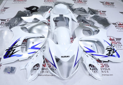 Suzuki GSX1300R Hayabusa Fairings (2008-2020) Pearl White, Silver, Blue at KingsMotorcycleFairings.com