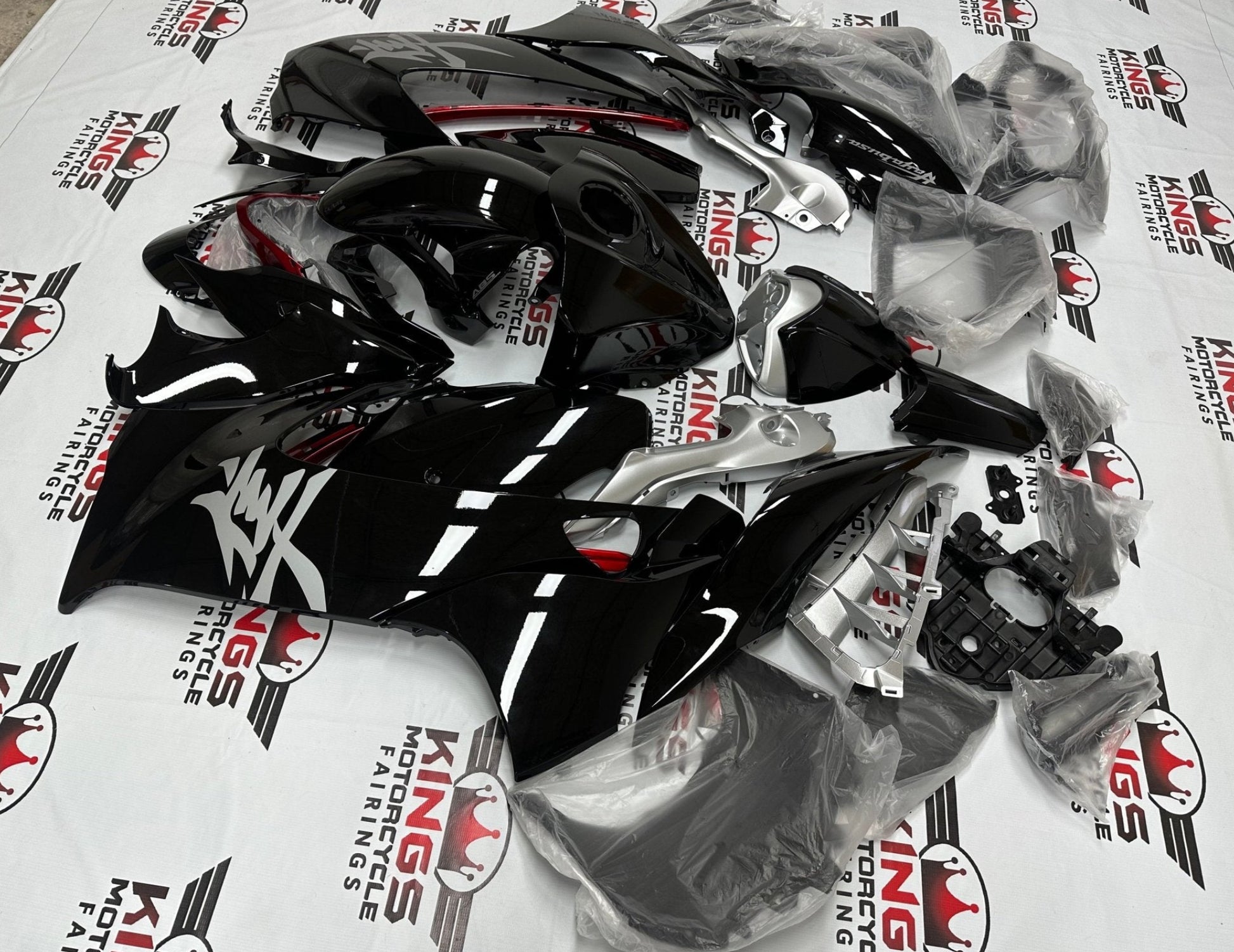 Suzuki GSX1300R Hayabusa Fairings (2021-2025) Black, Gray, Red from KingsMotorcycleFairings.com