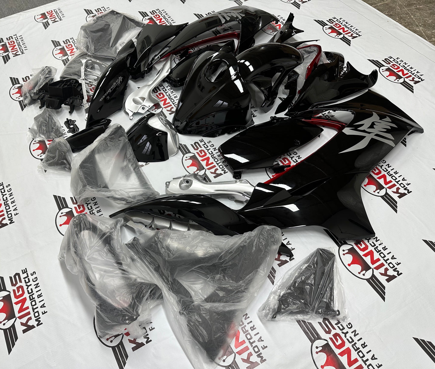 Suzuki GSX1300R Hayabusa Fairings (2021-2025) Black, Silver, Red at KingsMotorcycleFairings.com
