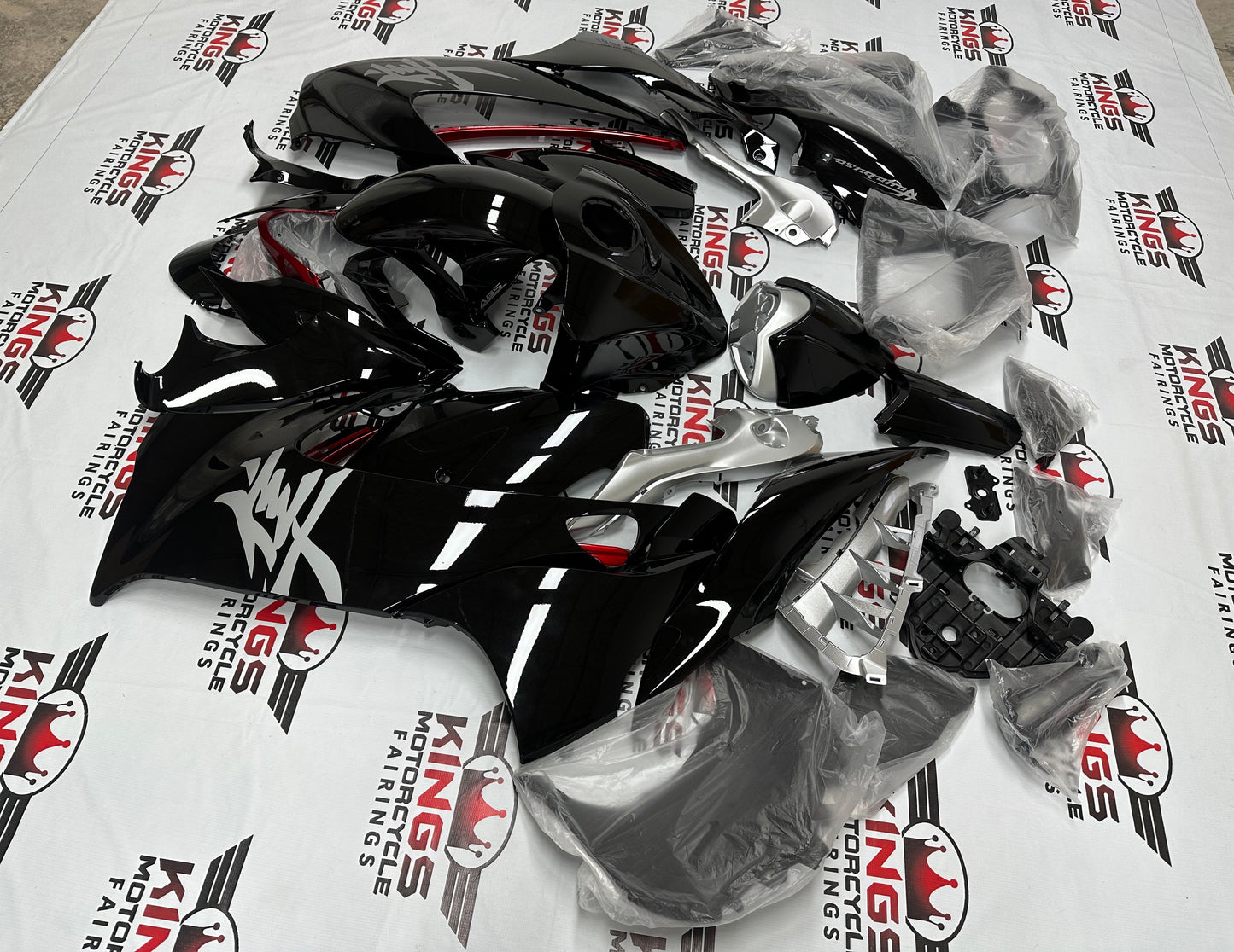 Suzuki GSX1300R Hayabusa Fairings (2021-2025) Black, Silver, Red from KingsMotorcycleFairings.com