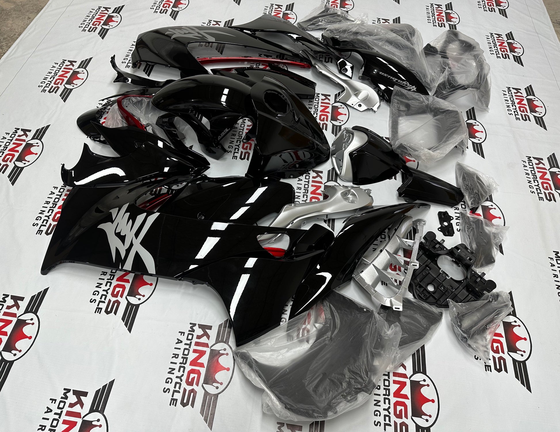 Suzuki GSX1300R Hayabusa Fairings (2021-2025) Black, Silver, Red from KingsMotorcycleFairings.com