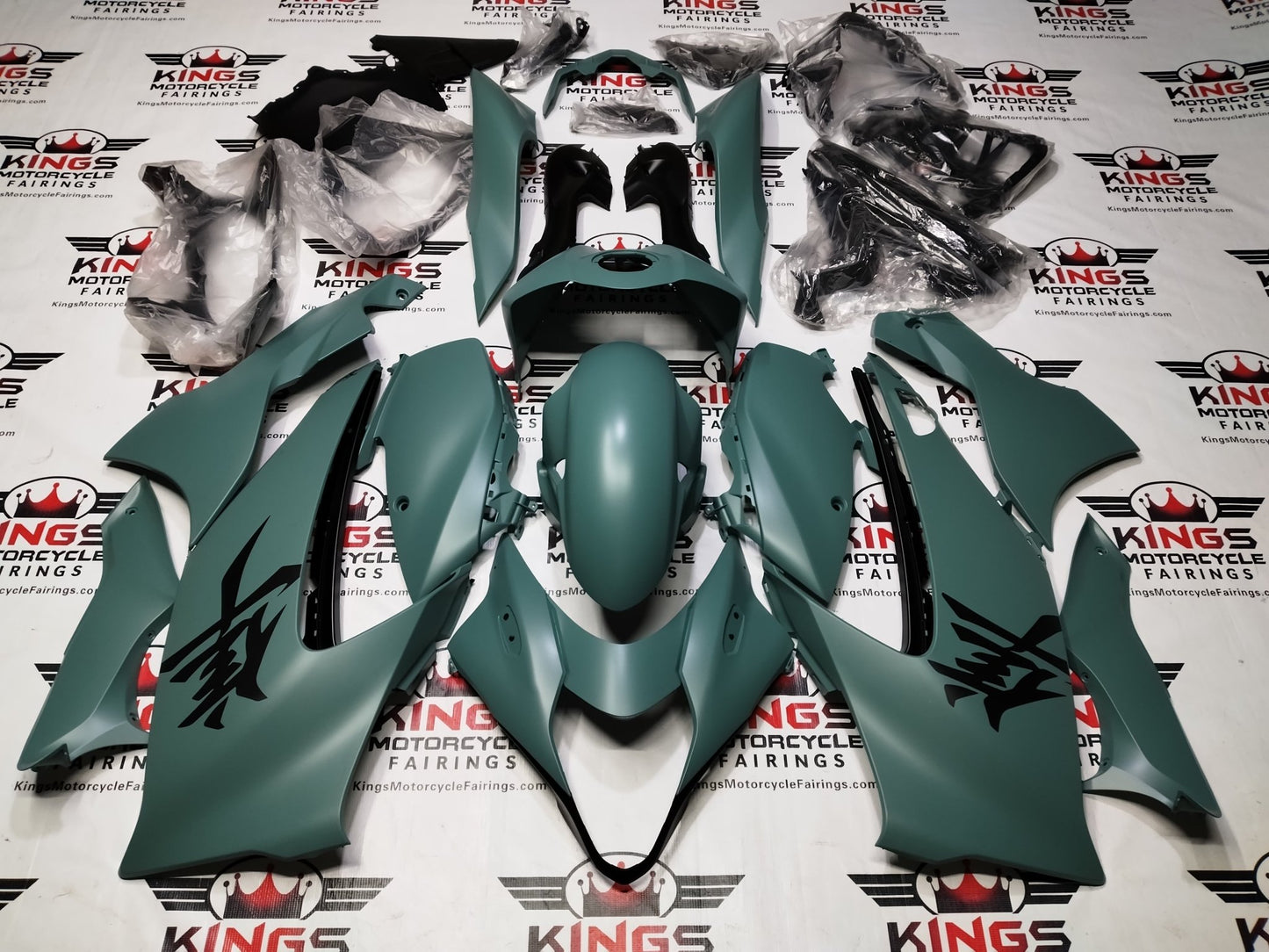 Suzuki GSX1300R Hayabusa Fairings (2021-2025) Matte Green, Black at KingsMotorcycleFairings.com