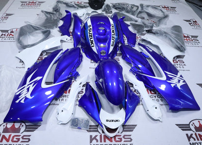 Suzuki GSX1300R Hayabusa Fairings (2021-2026) Blue Pearl, White from KingsMotorcycleFairings.com