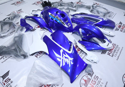 Suzuki GSX1300R Hayabusa Fairings (2021-2026) Blue, White Gloss at KingsMotorcycleFairings.com