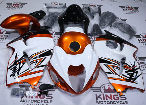 Suzuki GSX1300R Hayabusa Fairings (1999-2007) White, Orange, Black at KingsMotorcycleFairings.com