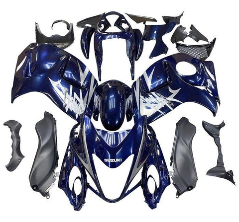 Suzuki GSX1300R Hayabusa (2008-2020) Dark Blue, Silver, White Fairings at KingsMotorcycleFairings.com