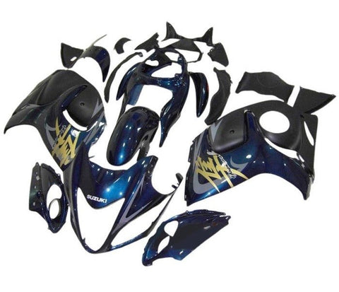 Suzuki GSX1300R Hayabusa (2008-2020) Dark Teal Blue, Gold Fairings at KingsMotorcycleFairings.com