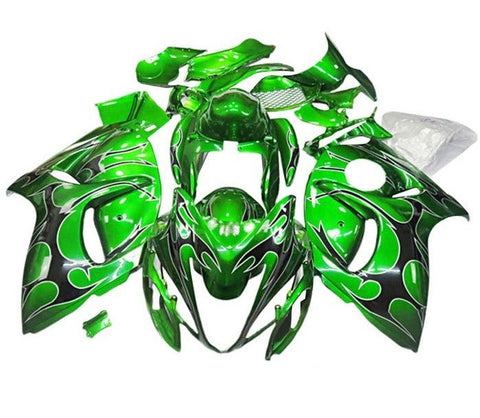 Suzuki GSX1300R Hayabusa (2008-2020) Green, Black Tribal Fairings at KingsMotorcycleFairings.com