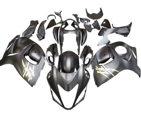 Suzuki GSX1300R Hayabusa (2008-2020) Matte Black, Gold Fairings at KingsMotorcycleFairings.com