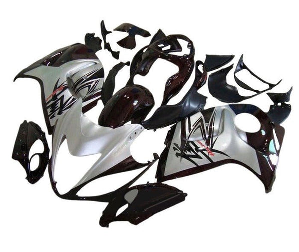 Suzuki GSX1300R Hayabusa (2008-2020) Silver Pearl, Black Fairings at KingsMotorcycleFairings.com