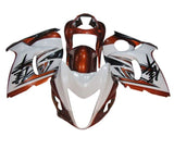 Suzuki GSX1300R Hayabusa Fairings (2008-2020) White, Dark Candy Orange at KingsMotorcycleFairings.com