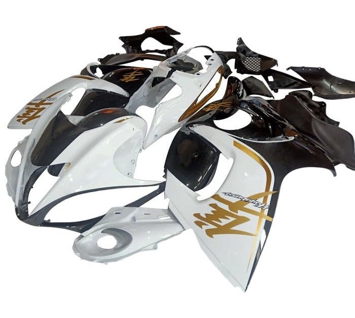 Suzuki GSX1300R Hayabusa Fairings (2008-2020) White, Gold, Black at KingsMotorcycleFairings.com