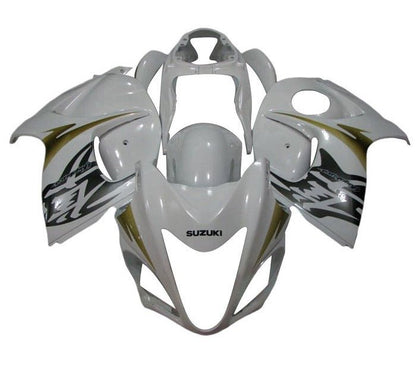 Suzuki GSX1300R Hayabusa Fairings (2008-2020) White, Gold, Gray at KingsMotorcycleFairings.com
