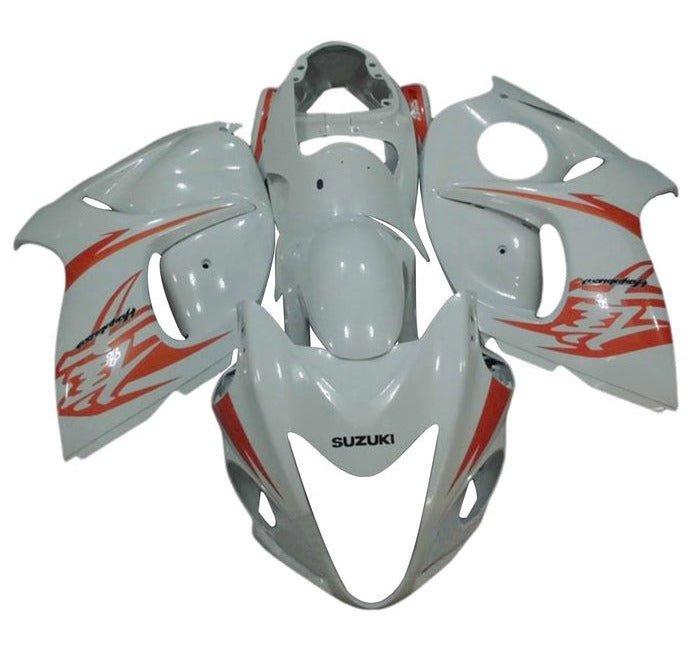 Suzuki GSX1300R Hayabusa Fairings (2008-2020) White, Orange at KingsMotorcycleFairings.com