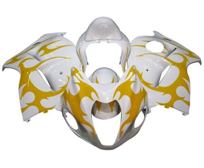 Suzuki GSX1300R Hayabusa (2008-2020) White, Yellow Tribal Fairings at KingsMotorcycleFairings.com